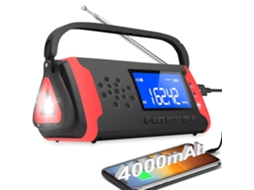 Rádio de Emergência 4000mah AM/FM, Alarme Meteorológico, Entrada Auxiliar, Música, Carregador USB | AQUAFORGE