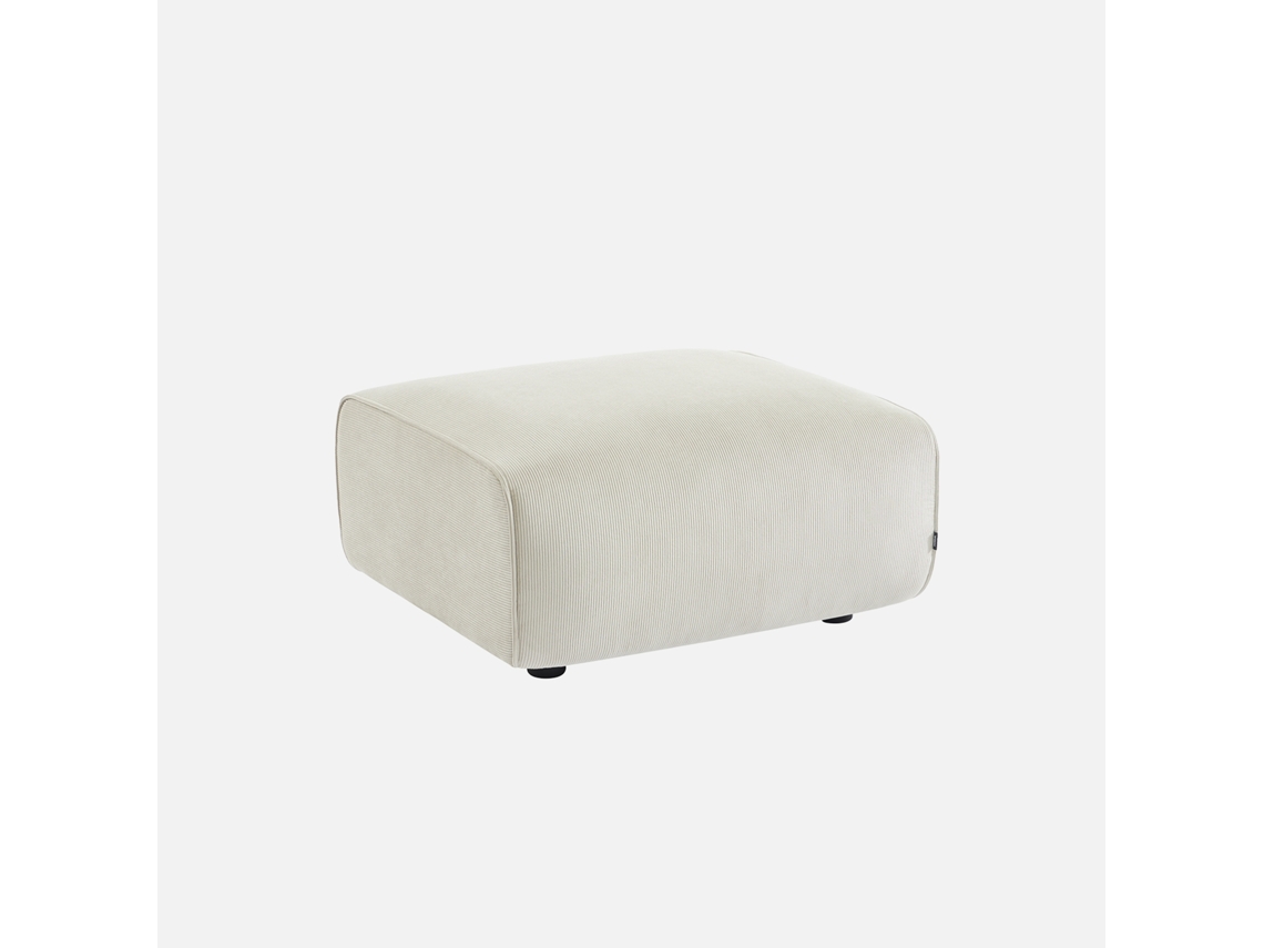 Pufe, Suporte para Pés para Sofá Veludo Canela com 2 Lugares, Creme Sweeek