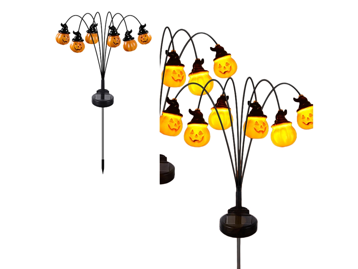 Laxiscreed Lanterna Solar De Abóboras Com 6 Cabeças Para Jardim E Festas De Halloween E Natal