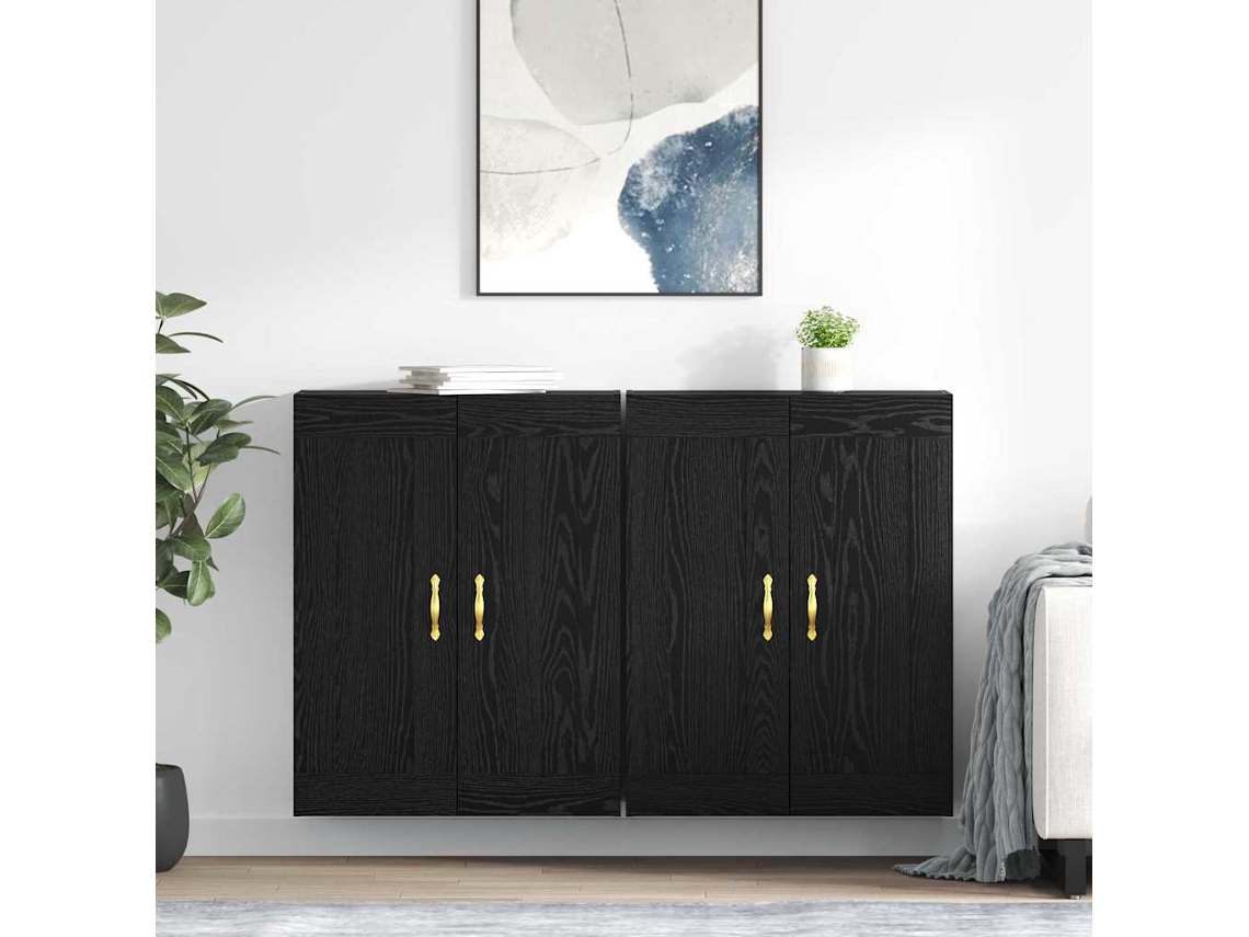 Vidaxl Estante De Parede 2 Unid. Carvalho Preto 69,5 X 34 X 90 Cm