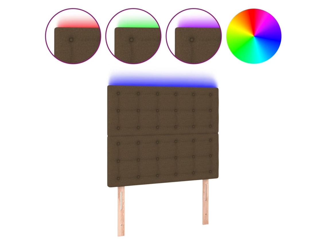 Led Headboard, Led Headboards Vidaxl Marrom Tecido (100 X 5 X 118/128 Cm)