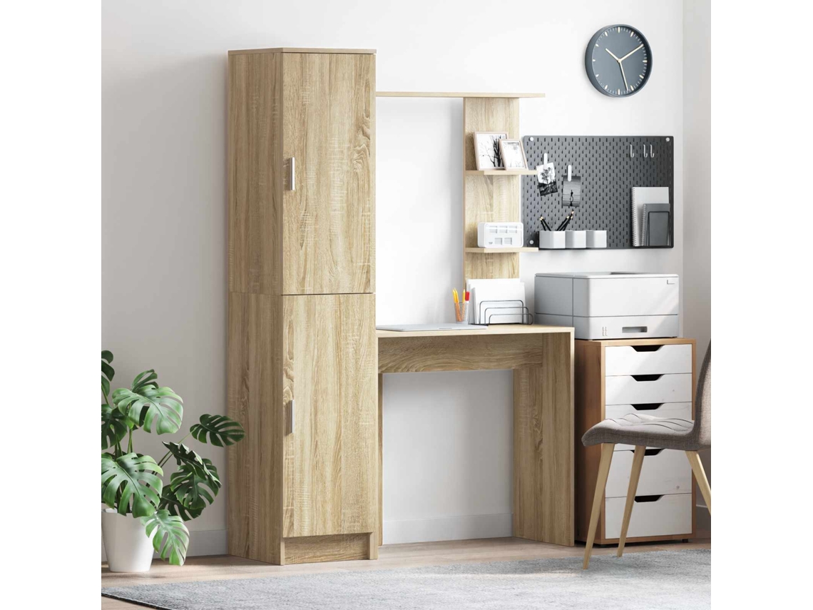 Vidaxl Mesa Com Prateleira Com Armazenamento 2 Unid. Carvalho Sonoma