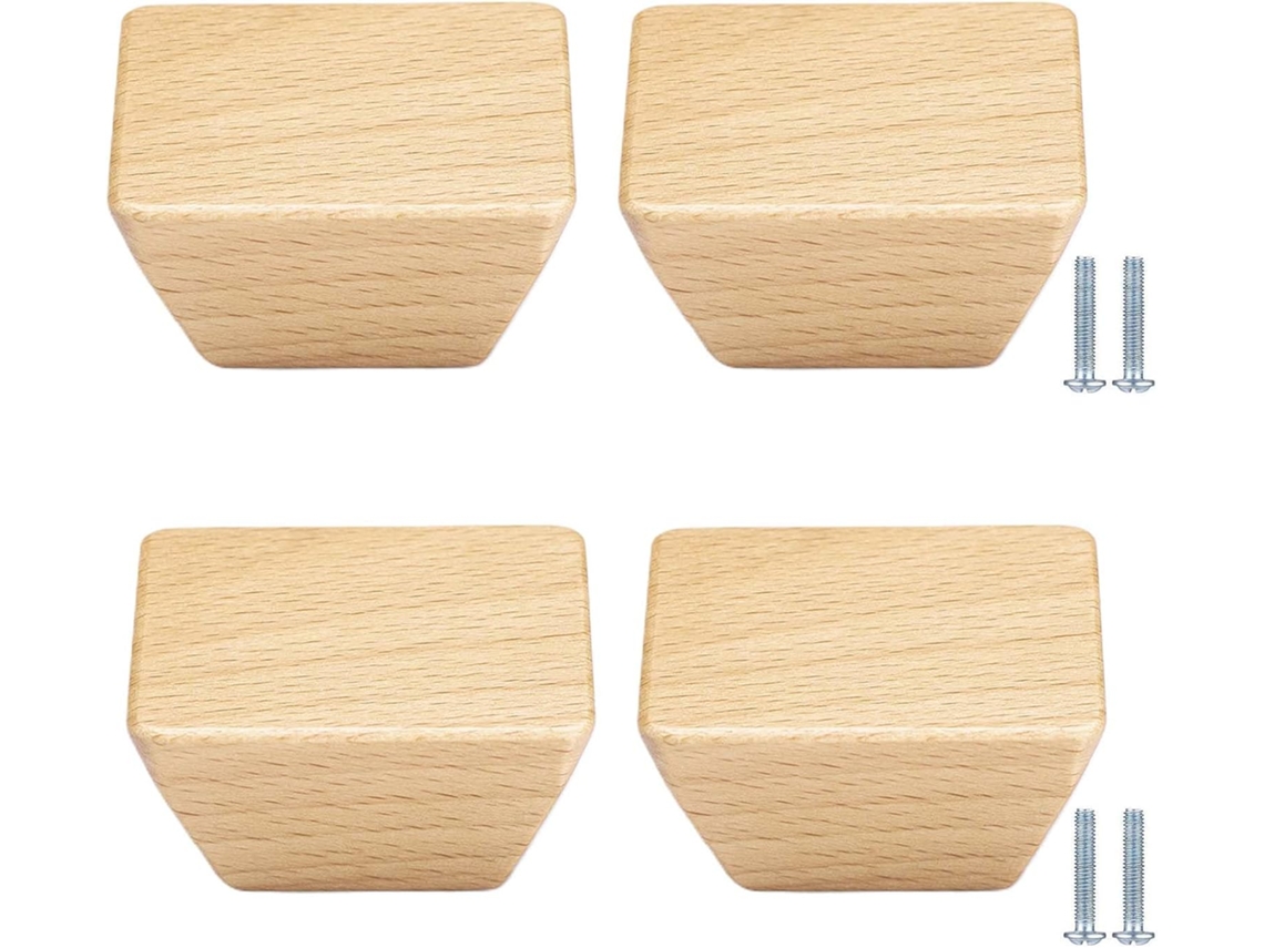 Conjunto De 4 Puxadores Redondos Madeira Para Gavetas, Armários E Portas, Ideais Para Móveis De Quarto, Cozinha E