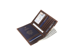 Porta-passaporte Em Couro, Bolsa De Viagem Para Dinheiro, Para Homens E Mulheres, Marrom