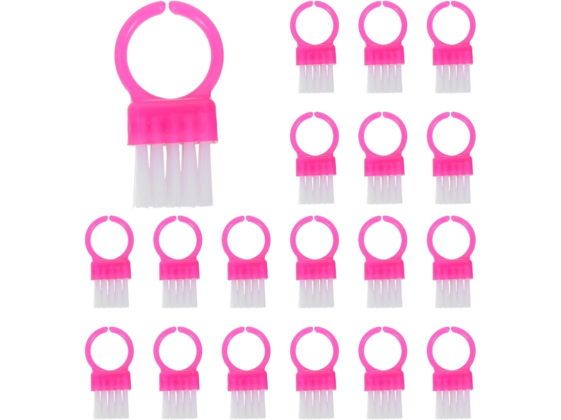 Conjunto compacto de pinças para unhas, 100 peças, plástico rosa, cerdas rígidas.