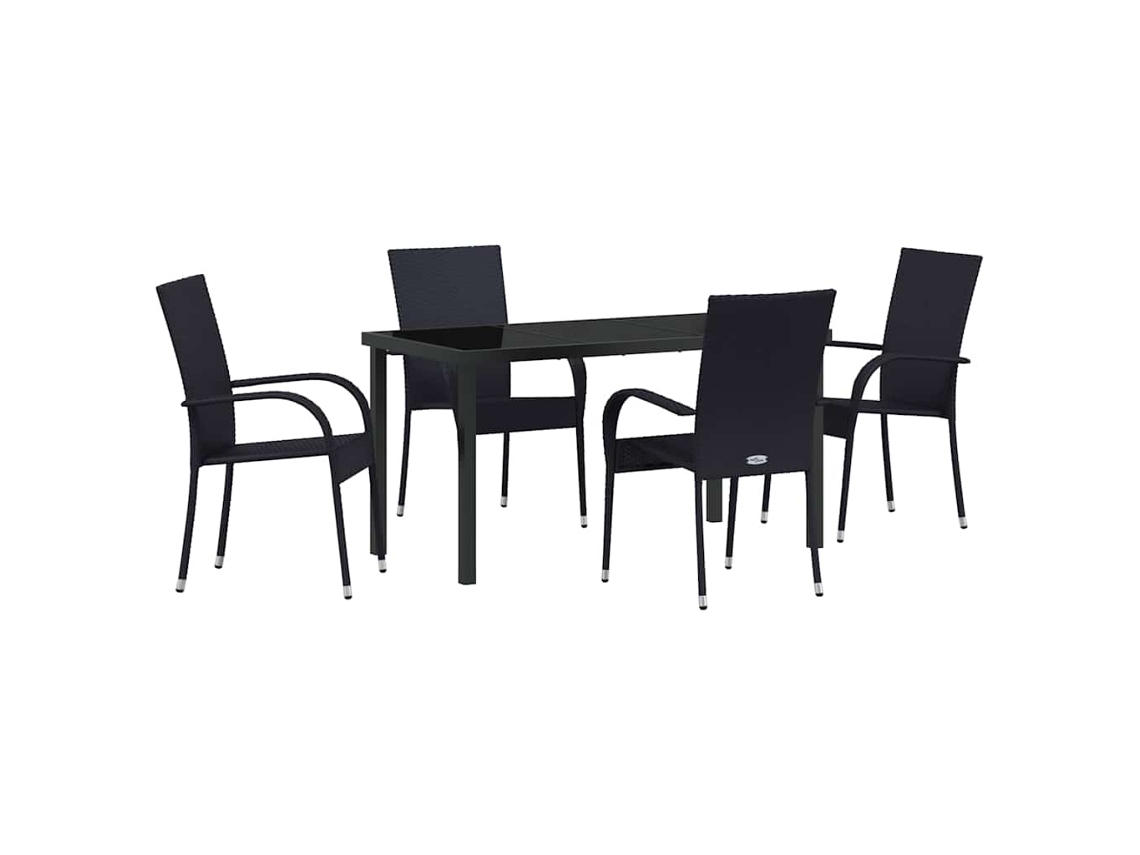 Maison Exclusive - Conjunto De Jantar Para Jardim 5 Pcs Preto Aço Revestido A Pó