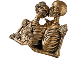 Decoração De Mesa Para O Halloween: Estátuas De Casal De Caveiras Pintadas À Mão, Esculturas Decorativas