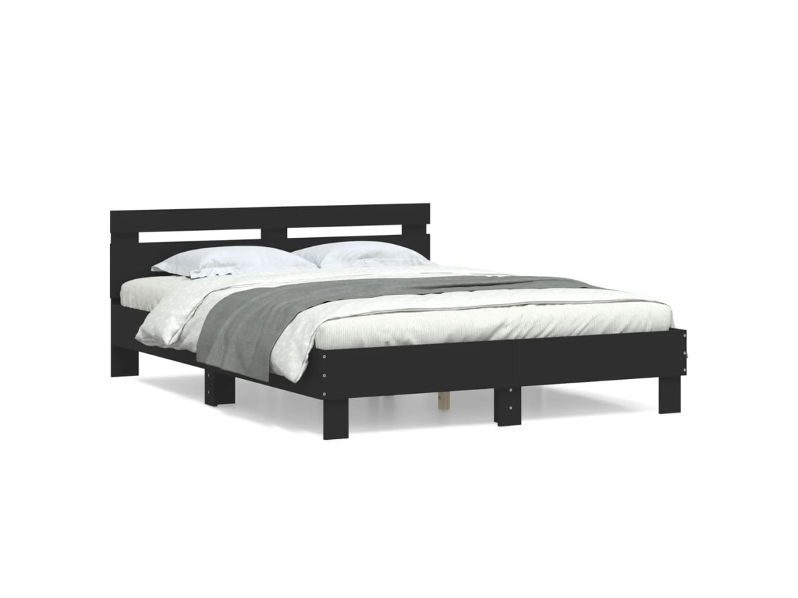 Bed Frame, Bed Frames Vidaxl Preto Madeira Processada (150 X 200 Cm)