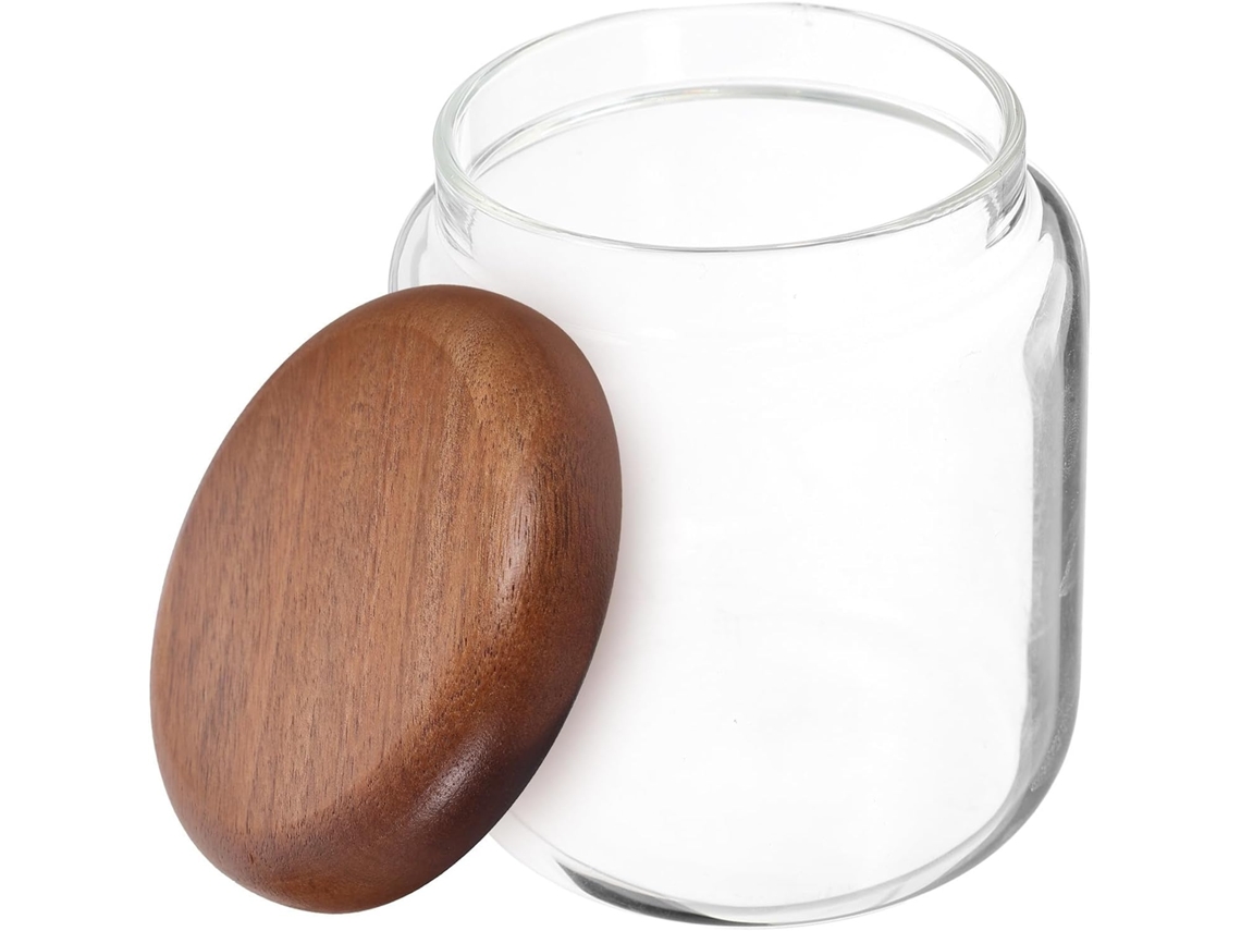 Potes De Vidro Herméticos Anneome Com Tampas Madeira Para Armazenamento Na Cozinha, Ideais Para Frutas Secas, Fáceis De