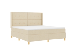 Conjunto 1 Cama Contemporânea Vidaxl Creme Tecido (180 X 200 Cm)