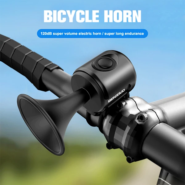 Buzina elétrica AQUAFORGE preta para Guidão, Mtb, Estrada, Patinete e Uso Diário