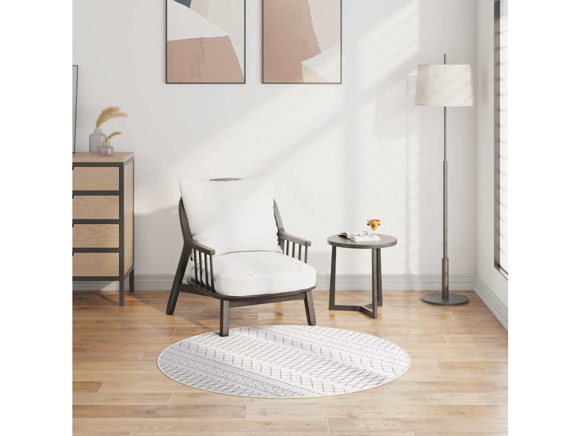 Vidaxl Tapete Lavável Φ120 Cm Preto E Branco