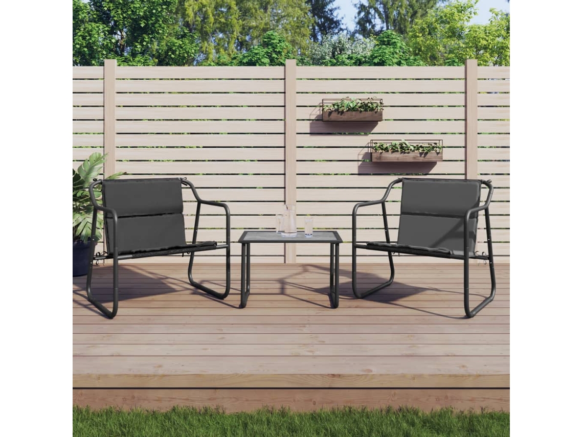 3 Pcs Conjunto Lounge De Jardim Com Almofadões Aço Antracite Dkd Home Decor