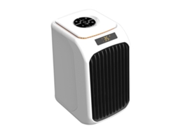 Mini aquecedor elétrico doméstico com 3 modos ajustáveis e visor de temperatura em LED.