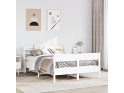 Vidaxl Cama Sem Colchão 135x190 Cm Madeira De Pinho Maciça Branco
