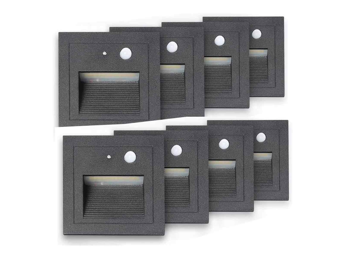 8pcs Luz De Chão Com Sensor De Movimento Corporal Humano E Efeito Giratório