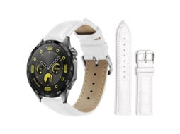 Bracelete para Huawei Watch Gt 4 / Gt 3 / Gt 2 Couro com Fivela de Pino e Textura de Bambu Branca XIAOMOYU (20mm)