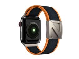 Bracelete para Apple Watch 42/41/40/38mm Nylon Bicolor com Fecho Magnético em Formato Z Preto e Laranja XIAOMOYU