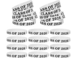Pulseiras de Silicone Tehaux para Formatura Da Turma 2026, Conjunto com 24 Pulseiras Elásticas Brancas, Lembrancinhas