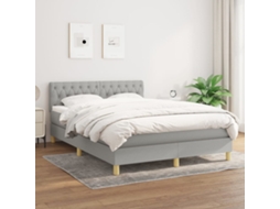 Vidaxl Cama Com Molas/colchão 140x200 Cm Tecido Cinzento-claro