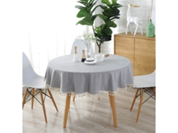 Lurelia Toalha De Mesa Redonda Algodão Linho Diâmetro De 120 Cm Borlas Macio
