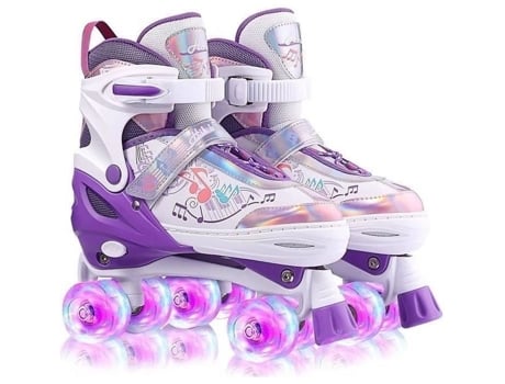 Patins De Rolagem Patins Quad Roller Menina/mulheres/crianças/menino Rodas Luminosas Roller Inline Ajustáveis Roxo Caroma