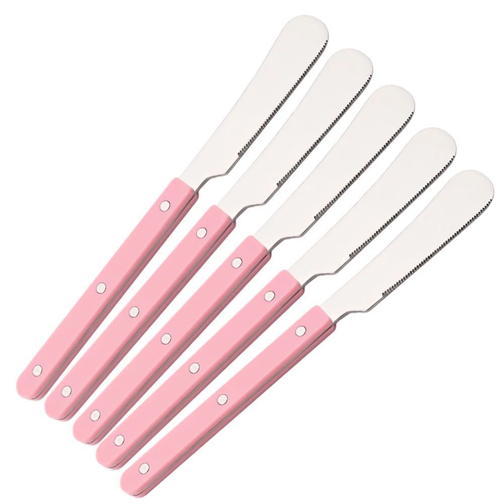 Cortador de Manteiga em Aço Inoxidável, Espalhador de Queijo e Geleia, Utensílio Multifuncional MDUG (rosa, 5 Peças)