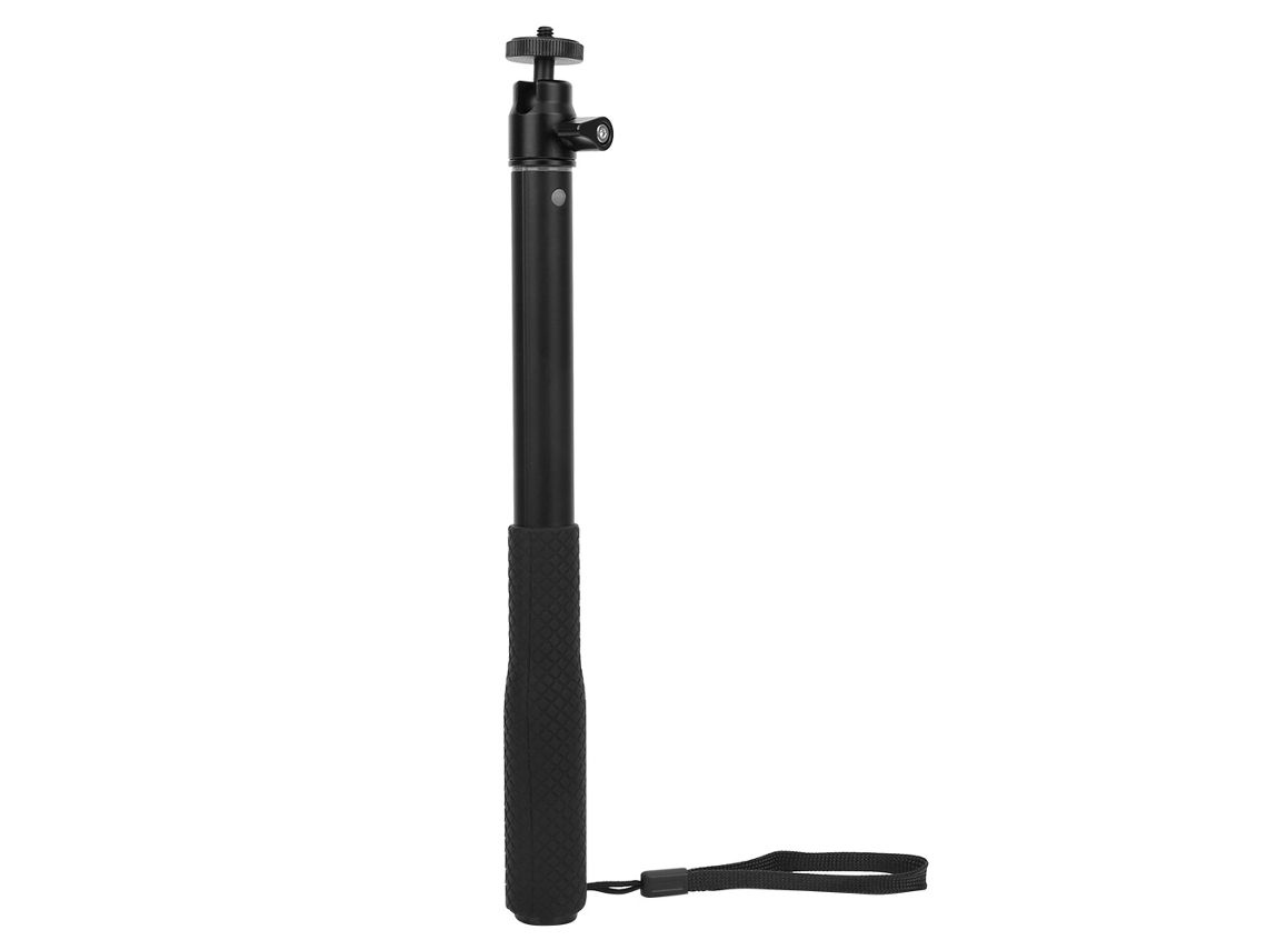 Bastão de selfie telescópico de 4 seções com cabeça esférica para celular, ideal para vlogs e gravações de vídeo ao vivo. Possui furo para parafuso de 1/4". LAXISCREED