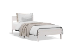 Cama Sem Colchão de Madeira de Pinho Maciça Branco MAISON EXCLUSIVE 90x190 cm