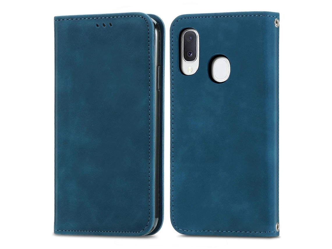 Capa De Couro Flip Horizontal Magnética Com Compartimento Para Cartões, Carteira E Porta-retratos Para Samsung Galaxy A20e Retro Skin Feel Business