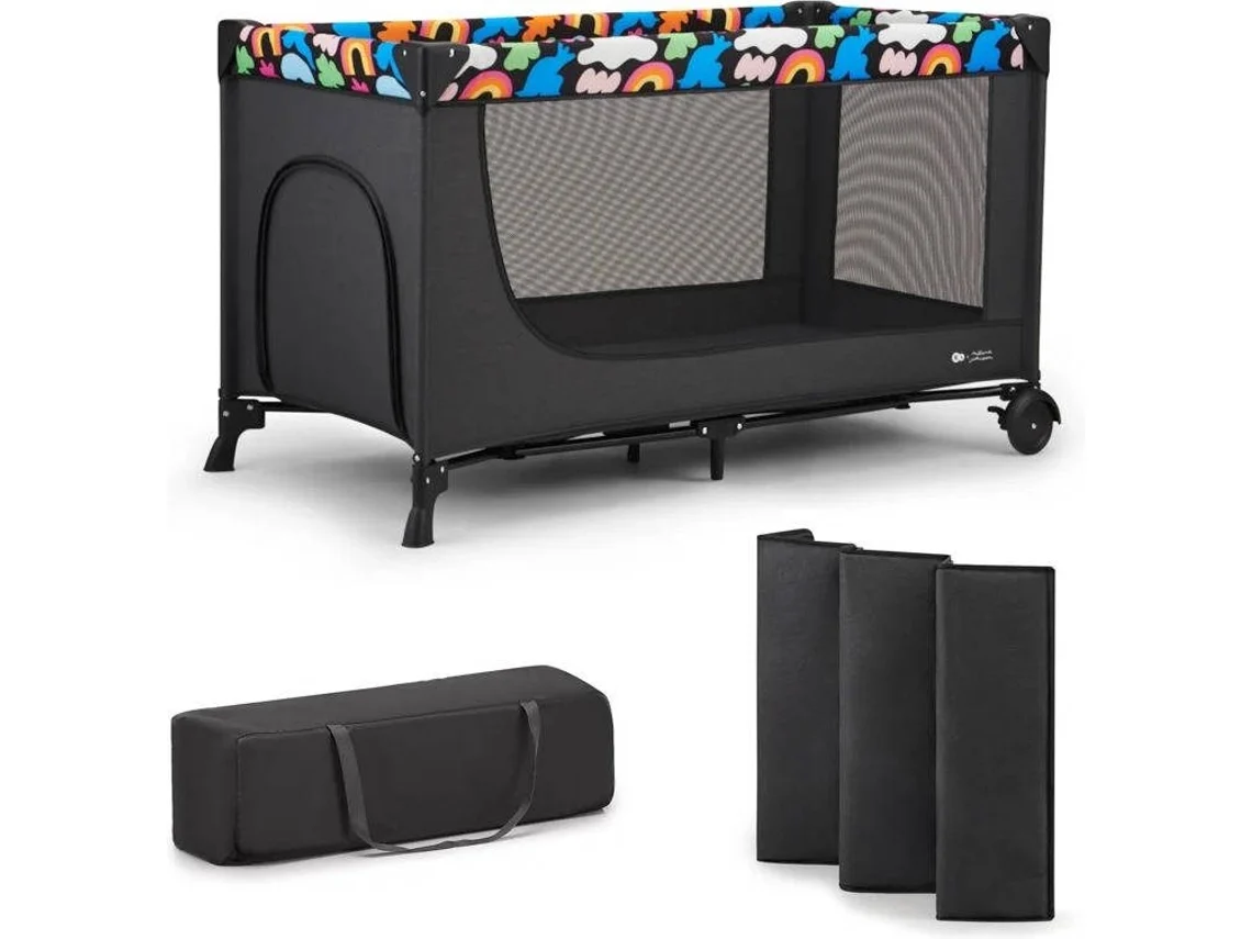 Berço de Viagem Kinderkraft JOY 2 2 em 1 com design Happy Shapes, laterais ventiladas e fácil arrumação Happy Shapes