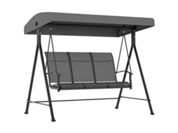 Balanço Hollywood para 3 pessoas com cobertura solar ajustável, alça de 240 kg, cinza escuro, 200 x 133 x 176 cm