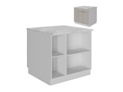 Ilha De Cozinha Fame Line, 90cm Com Gaveta, Sem Pt, Cinzabeige, Branco, Vicco