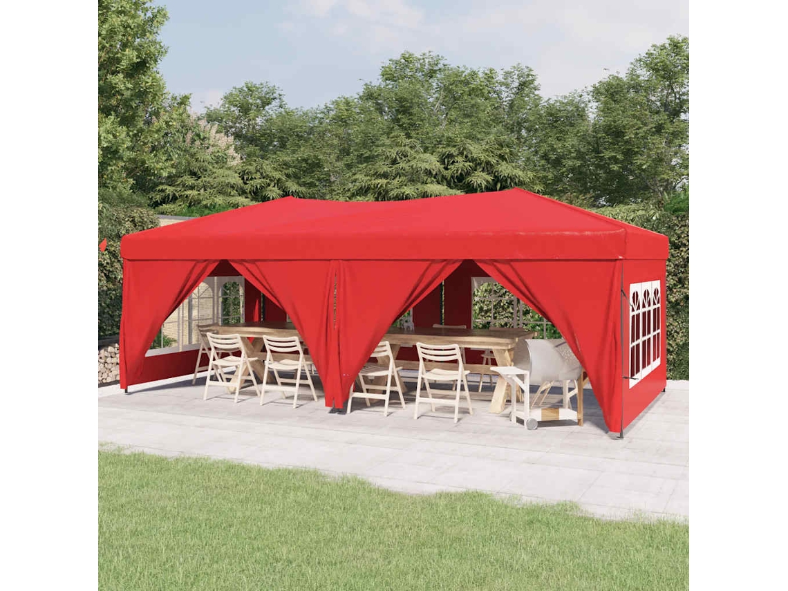 Vidaxl Tenda Para Festas Dobrável Com Paredes Laterais 3x6 M Vermelho
