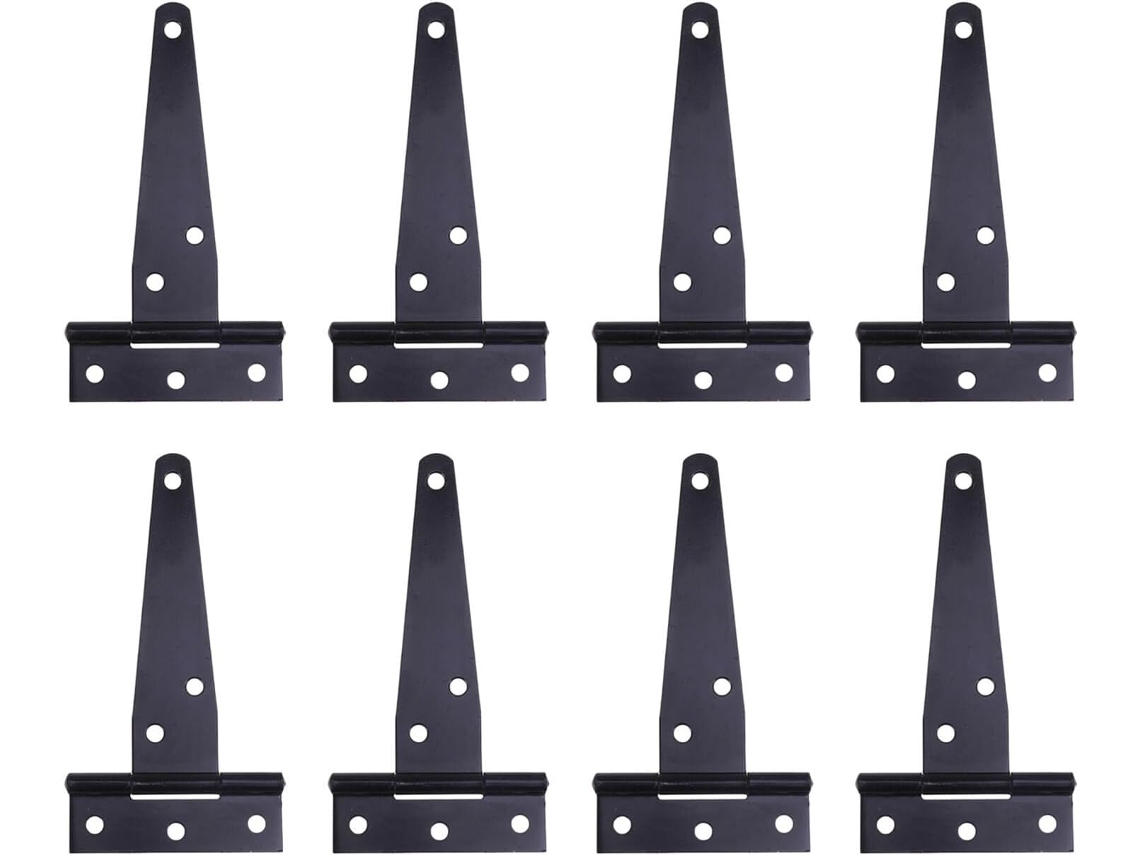 Conjunto De 8 Dobradiças Em T Reforçadas 4 Polegadas Na Cor Preta