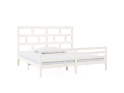 Estrutura de Cama 200x200 cm em Madeira de Pinho Maciça Branca MAISON EXCLUSIVE