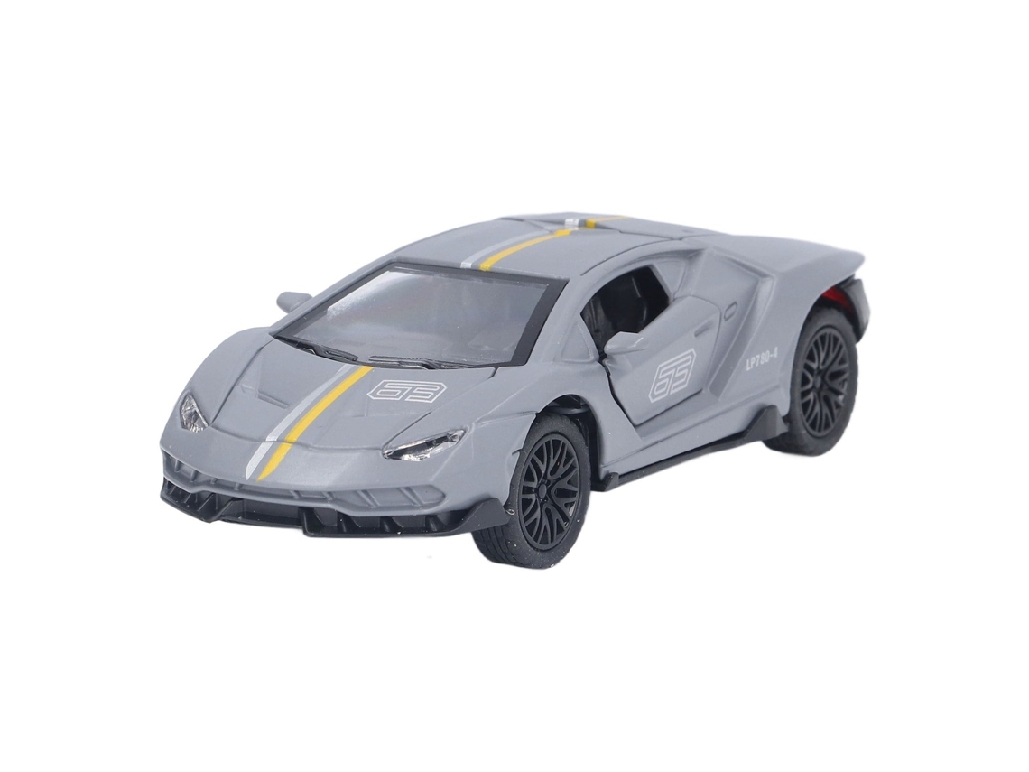Primerox carro Modelo de Liga 1:32 com Luz e Som Puxar para Trás Metal para Meninos Acima de 3 Anos Cinza