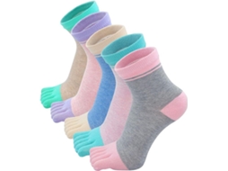 Meias com Dedos Separados 5 Pares Femininas Algodão AQUAFORGE