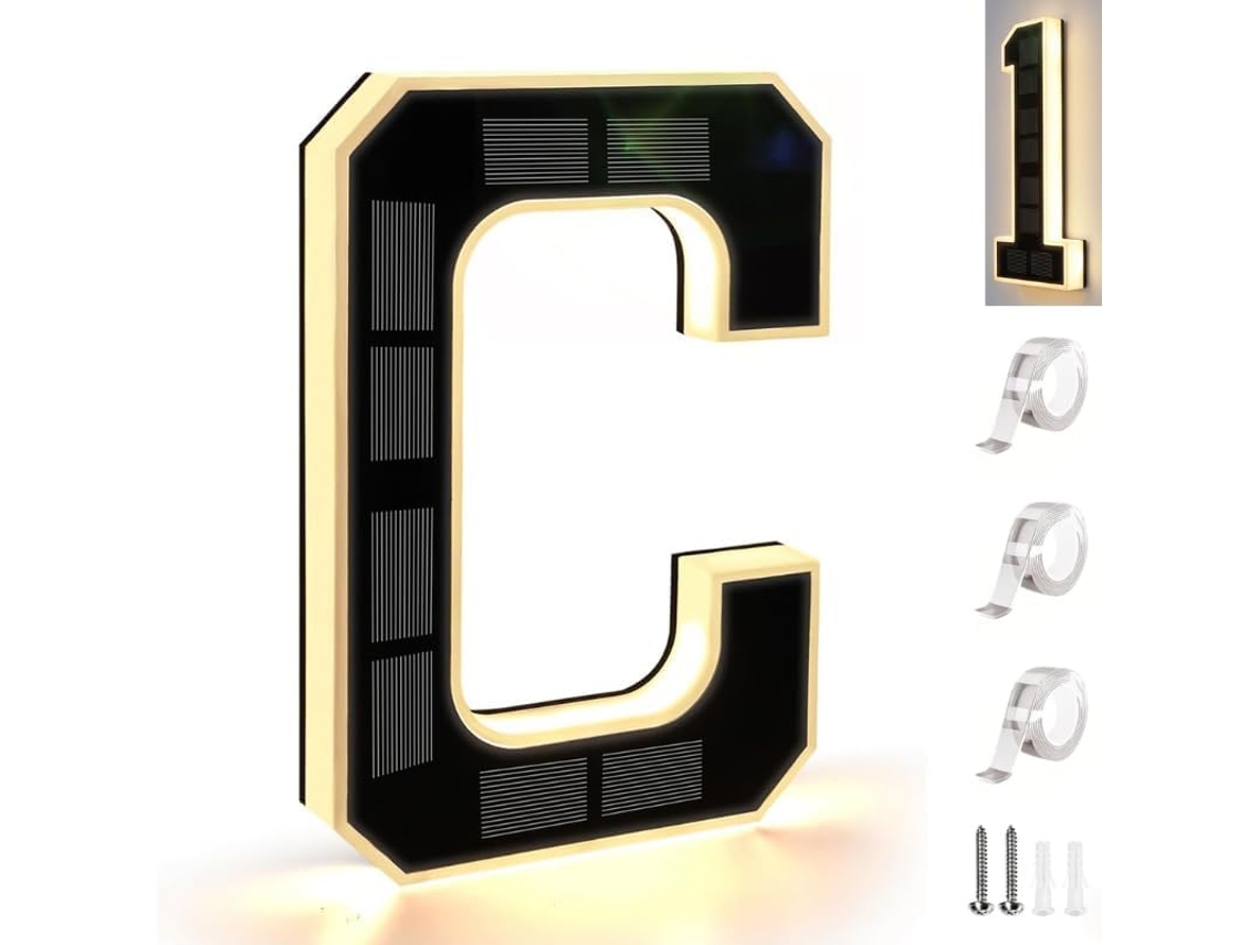 Números De Casa Com Iluminação Led Solar, Placa De Endereço À Prova D Água Ip65