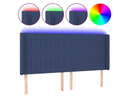 Cabeceira de cama MAISON EXCLUSIVE com luzes LED em tecido azul (183x16x118 cm)