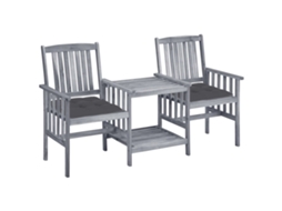Cadeiras De Jardim C/ Mesa De Centro E Almofadões Acácia Maciça Dkd Home Decor