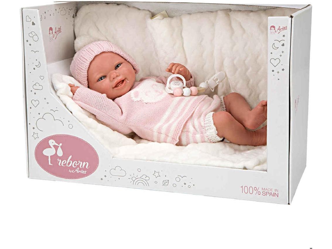 Bebé Reborn Adriana Rosa com Manta 40cm ARIAS 