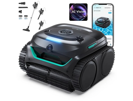 Robô Aspirador de Piscina WYBOT C2 Vision e aspiradores verticais Vactidy C6