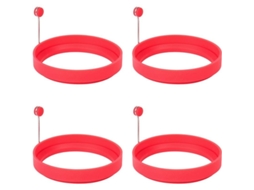 2026da anéis de Silicone para Ovos Linjou Molde para Ovos Fritos e Panquecas Resistente Ao Calor 4 Peças Vermelho