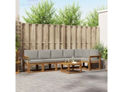 Vidaxl Conjunto De Sofás Para Exterior 7 Unid. Cinza Natural E Claro