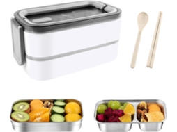 Lancheira Bento, Em Aço Inoxidável 304, 2 Camadas, À Prova De Vazamentos, Branca, Para Lanches