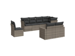 Conjunto de 8 sofás de jardim com almofadões Vime Pe Cinzento MAISON EXCLUSIVE (8 peças)