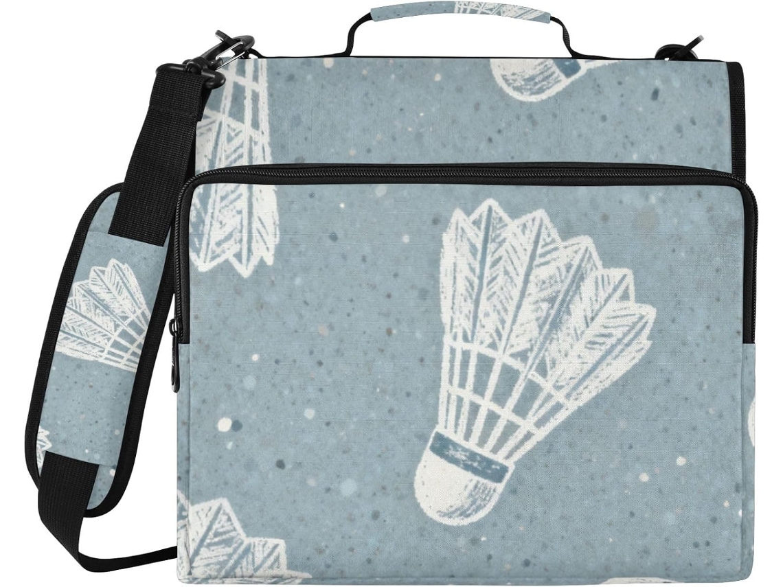 Pasta Organizadora Branca de 3 Argolas Bolas de Badminton 1,5 Polegadas Com Alça, Inclui Bolsa com Ziper Escolar