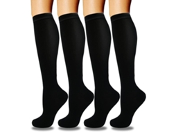 Conjunto Com 4 Pares De Meias De Compressão Pretas, Para Homens E Mulheres