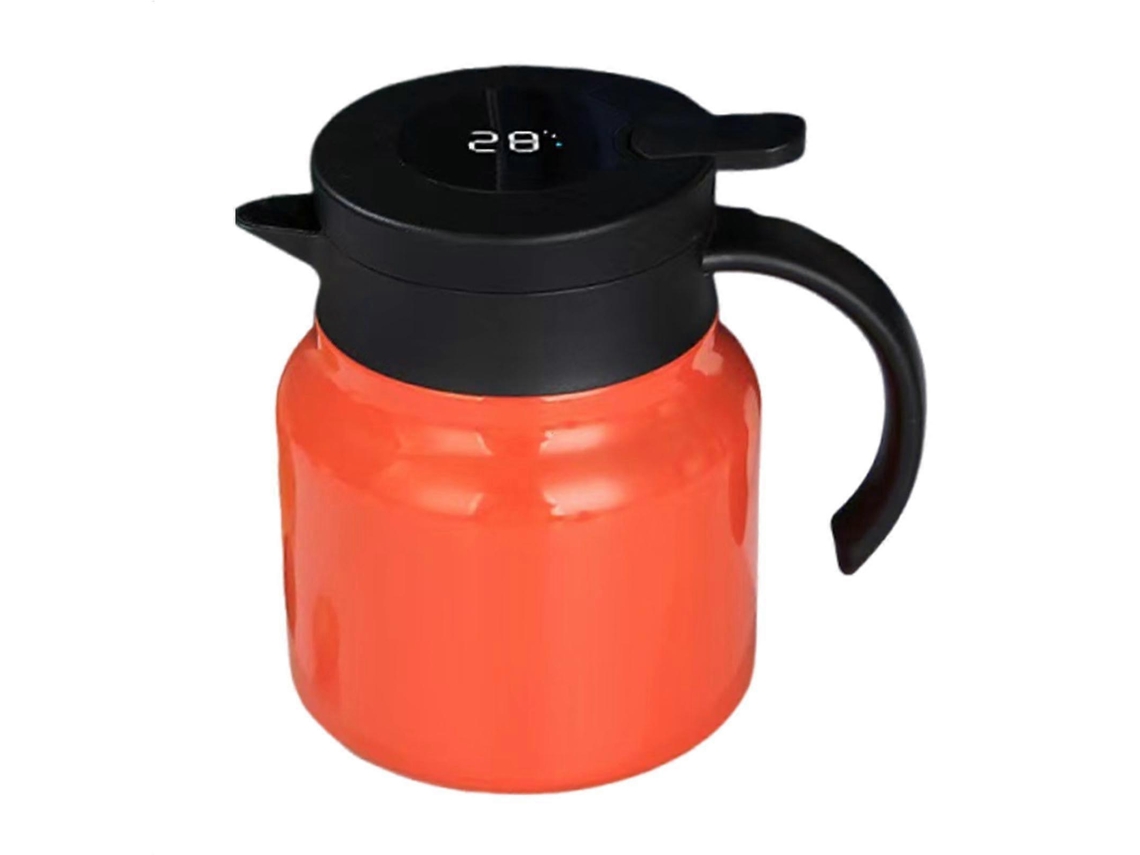 Garrafa Térmica De Aço Inoxidável De 1 Litro Para Café Com Visor Inteligente De Temperatura Para Bebidas Quentes Ou Frias.